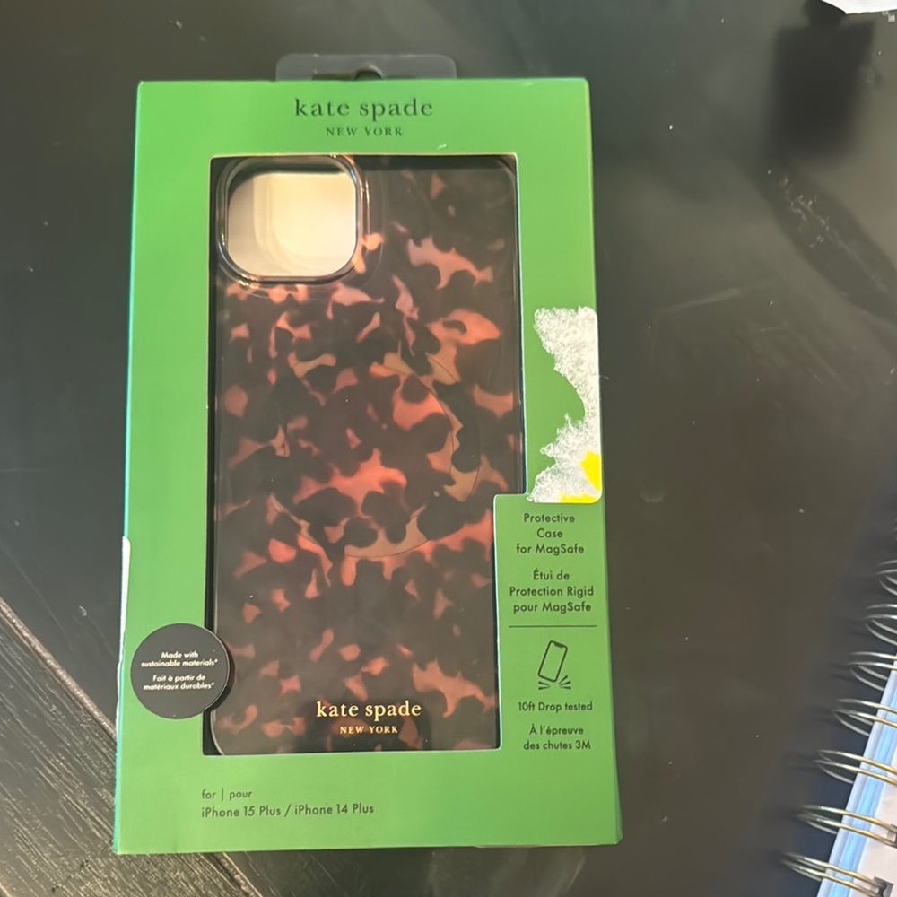 Kate Spade Black and Brown iPhone 15 Plus Case